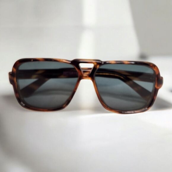 Vintage Style Eyes Gray Glass Lens Brown Tortoise Sunglasses Frames Japan Square - Picture 5 of 16